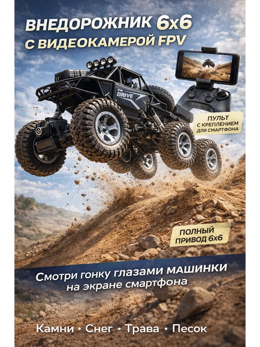 Машинка на пульте управления большая внедорожник с камерой